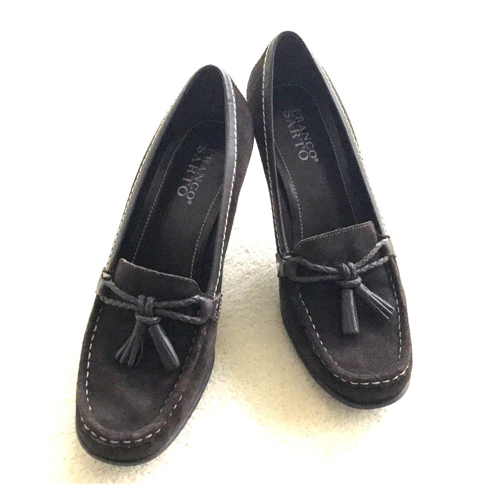 Franco Sarto brown suede pumps